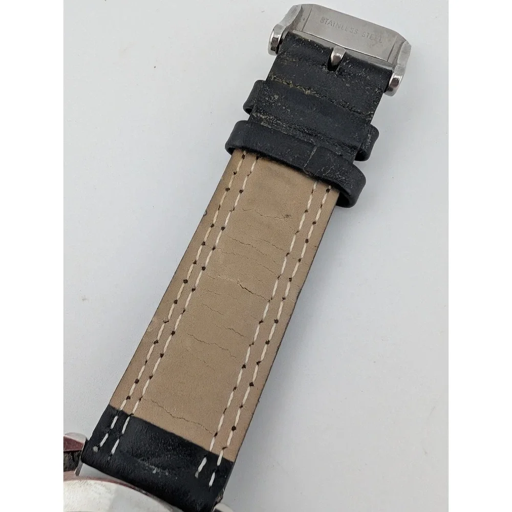 Ohio State Buckeyes Sun Time Men's Watch Black Leather Band- New Battery